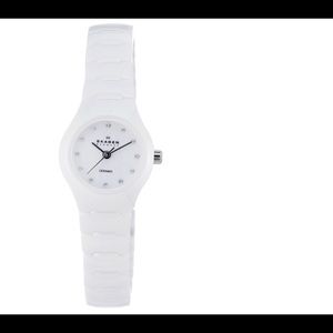 Skagen Ceramic White Crystal Accented Watch